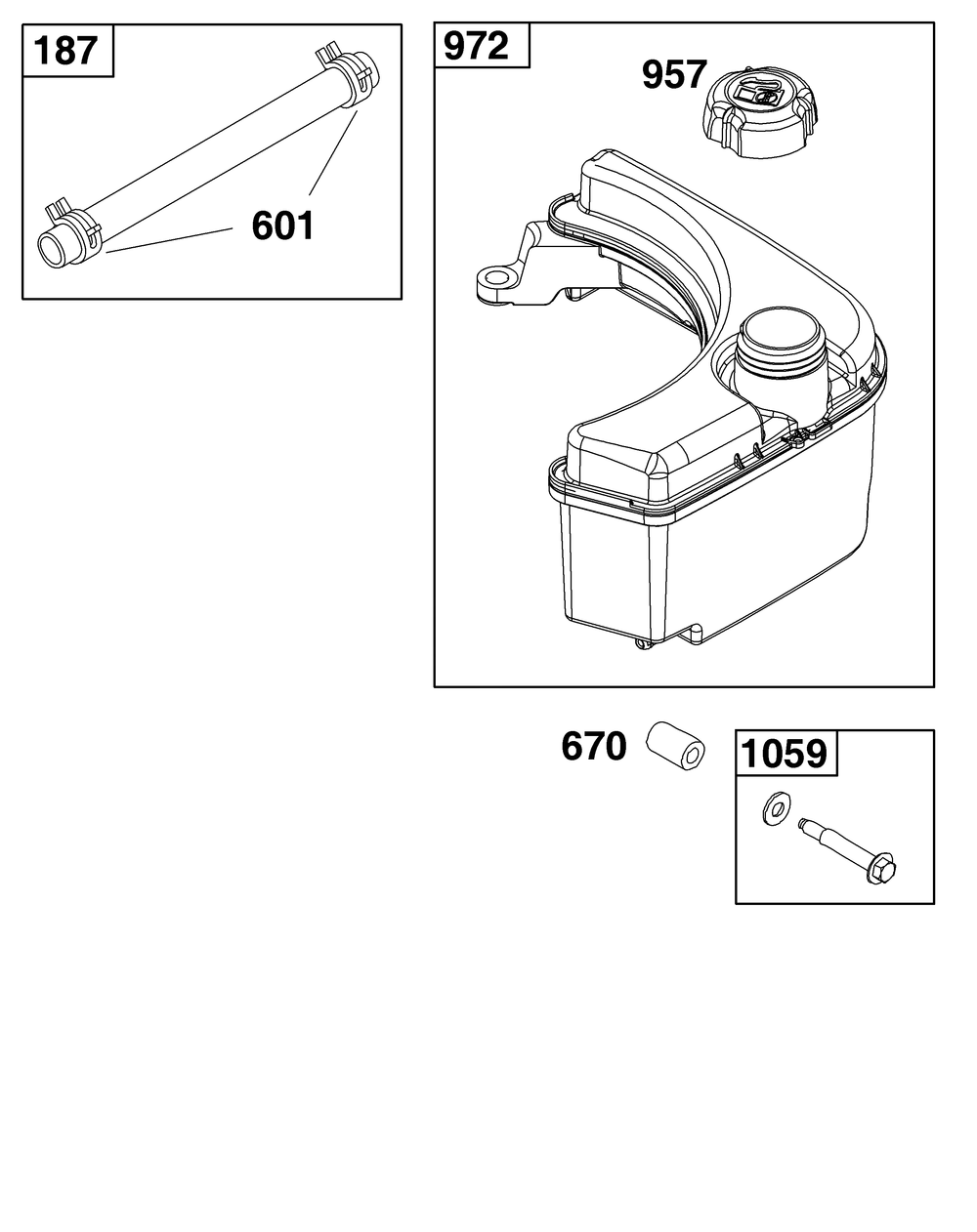 Fuel Supply Group Diagram and Parts List for 14B932-1653-H5 100000 - 19Z999 Briggs and Stratton Engine